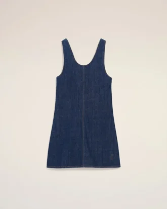 Abito blu in cotone con spalline corte