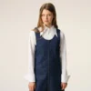 Abito blu in cotone con spalline corte