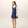 Abito blu in cotone con spalline corte