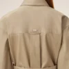 Abito camicia aderente in cotone beige