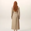 Abito camicia aderente in cotone beige