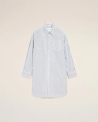 Abito camicia ampio Ami de Coeur in cotone a righe bianche
