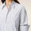 Abito camicia ampio Ami de Coeur in cotone a righe bianche Abito camicia ampio Ami de Coeur in cotone a righe bianche