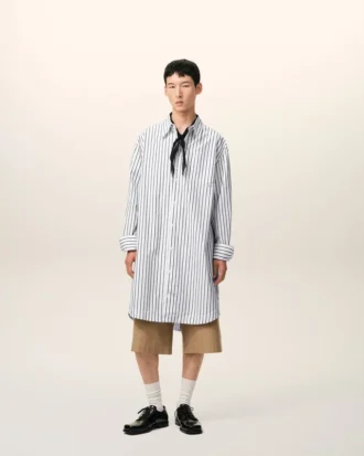 Abito camicia ampio Ami de Coeur in cotone a righe bianche