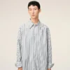 Abito camicia ampio Ami de Coeur in cotone a righe bianche Abito camicia ampio Ami de Coeur in cotone a righe bianche
