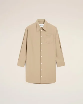 Abito camicia ampio Ami de Coeur in lana vergine beige