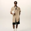 Abito camicia ampio Ami de Coeur in lana vergine beige Abito camicia ampio Ami de Coeur in lana vergine beige