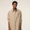 Abito camicia ampio Ami de Coeur in lana vergine beige Abito camicia ampio Ami de Coeur in lana vergine beige