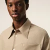 Abito camicia ampio Ami de Coeur in lana vergine beige Abito camicia ampio Ami de Coeur in lana vergine beige