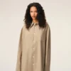Abito camicia ampio Ami de Coeur in lana vergine beige Abito camicia ampio Ami de Coeur in lana vergine beige