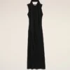 Abito lungo nero in jersey con scollo lavallière Abito lungo nero in jersey con scollo lavallière
