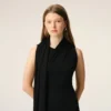 Abito lungo nero in jersey con scollo lavallière Abito lungo nero in jersey con scollo lavallière