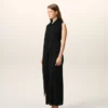 Abito lungo nero in jersey con scollo lavallière Abito lungo nero in jersey con scollo lavallière