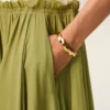 Abito midi bicolore bianco e verde in lana vergine Abito midi bicolore bianco e verde in lana vergine