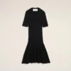 Abito mini a godet in maglia nera