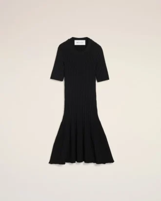 Abito mini a godet in maglia nera