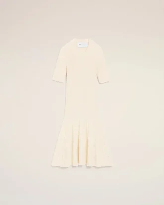Abito mini Godet in maglia bianca