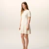 Abito mini Godet in maglia bianca