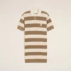 Abito polo in cotone bianco e marrone con toppa Ami de Coeur Abito polo in cotone bianco e marrone con toppa Ami de Coeur