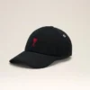 Ami de Coeur Cap in cotone nero con ricamo