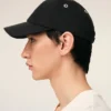 Ami de Coeur Cap in cotone nero con ricamo