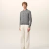 Ami de Coeur Cardigan grigio in lana con colletto camicia Ami de Coeur Cardigan grigio in lana con colletto camicia
