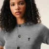 Ami de Coeur Cardigan in lana grigia a maniche corte