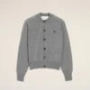 Ami de Coeur Cardigan in lana grigia con collo rotondo