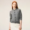 Ami de Coeur Cardigan in lana grigia con collo rotondo