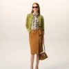 Ami de Coeur Cardigan verde in lana con collo a giro