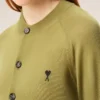 Ami de Coeur Cardigan verde in lana con collo a giro