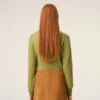 Ami de Coeur Cardigan verde in lana con collo a giro