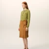Ami de Coeur Cardigan verde in lana con collo a giro