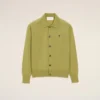 Ami de Coeur Cardigan verde in maglia di lana con collo a camicia Ami de Coeur Cardigan verde in maglia di lana con collo a camicia