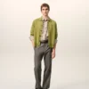 Ami de Coeur Cardigan verde in maglia di lana con collo a camicia Ami de Coeur Cardigan verde in maglia di lana con collo a camicia