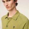 Ami de Coeur Cardigan verde in maglia di lana con collo a camicia Ami de Coeur Cardigan verde in maglia di lana con collo a camicia
