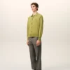 Ami de Coeur Cardigan verde in maglia di lana con collo a camicia Ami de Coeur Cardigan verde in maglia di lana con collo a camicia