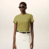 Ami de Coeur Cropped T-Shirt in cotone verde Ami de Coeur Cropped T-Shirt in cotone verde