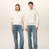 Ami de Coeur Hoodie in cotone bianco goffrato