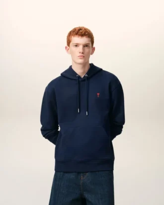 Ami de Coeur Hoodie in cotone blu e rosso