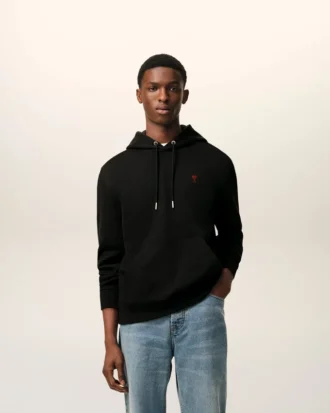 Ami de Coeur Hoodie in cotone nero e rosso