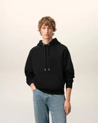 Ami de Coeur Hoodie in cotone nero goffrato