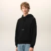 Ami de Coeur Hoodie in cotone nero goffrato