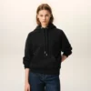 Ami de Coeur Hoodie in cotone nero goffrato