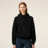 Ami de Coeur Hoodie in cotone nero goffrato