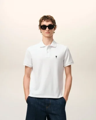Ami de Coeur Polo a maniche corte in cotone bianco
