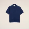Ami de Coeur Polo a maniche corte in lana sottile blu