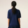 Ami de Coeur Polo a maniche corte in lana sottile blu