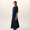 Ami de Coeur Polo a maniche corte in lana sottile blu