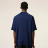 Ami de Coeur Polo a maniche corte in lana sottile blu